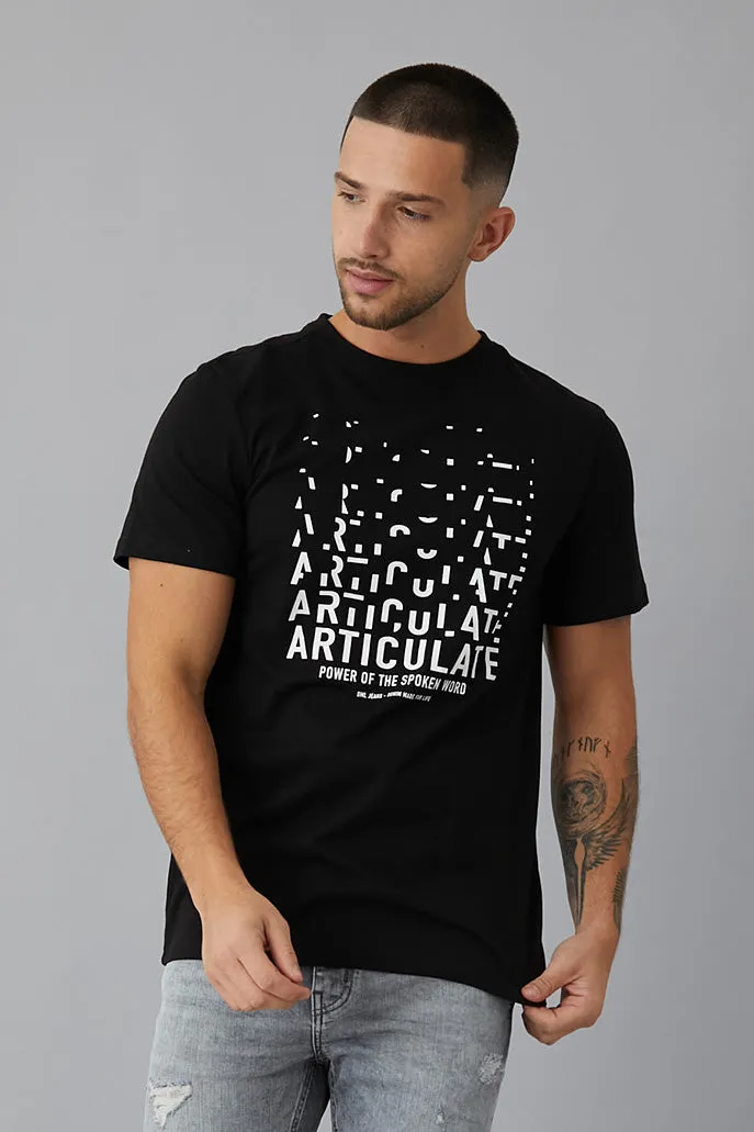 Accent Printed crew neck t-shirt in Black