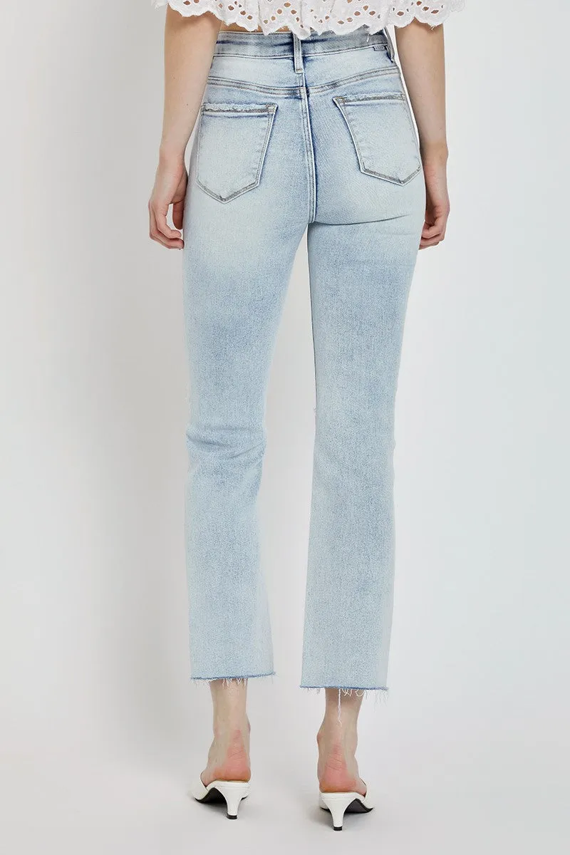 Acid Light High Rise Ankle Straight Denim Jeans | Risen - Final Sale