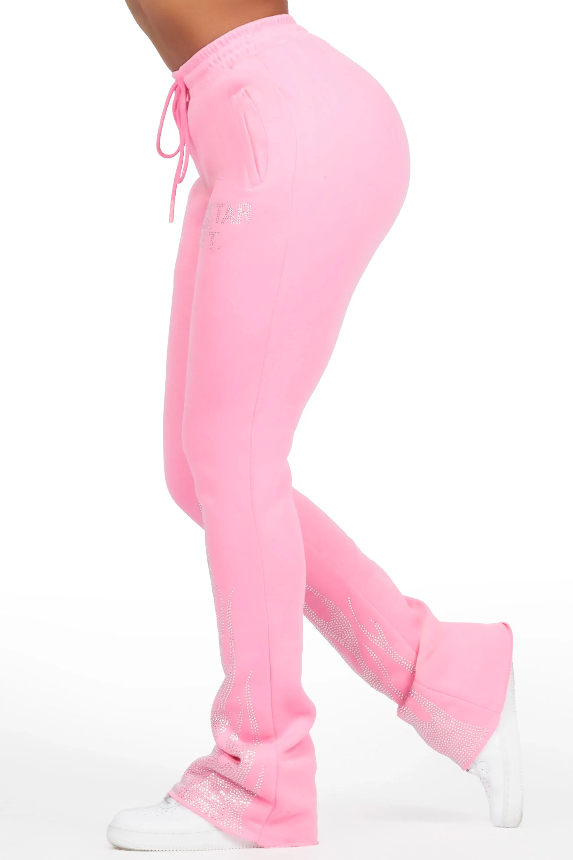 Anastesia Bubblegum Pink Stacked Track Pant