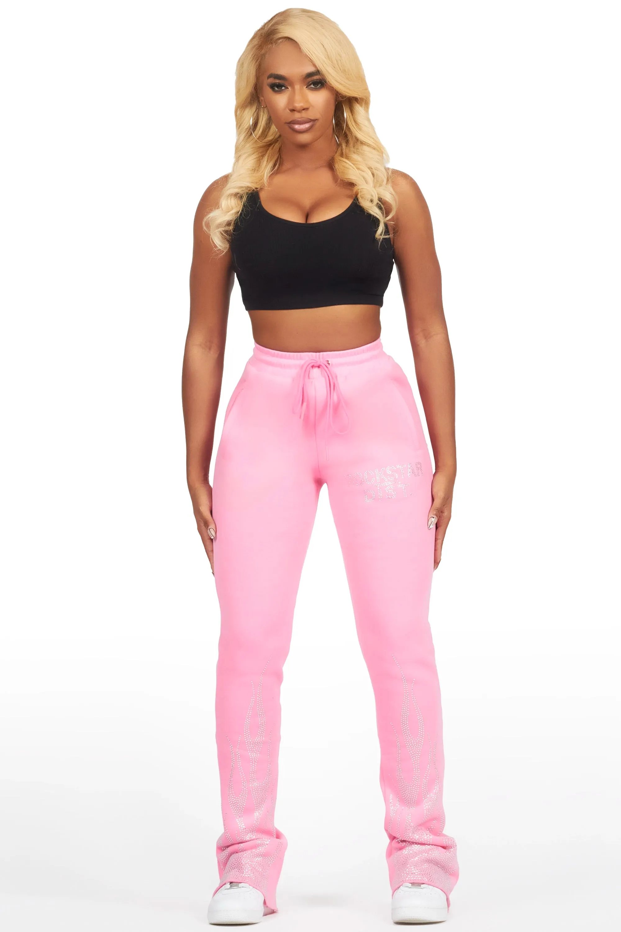 Anastesia Bubblegum Pink Stacked Track Pant