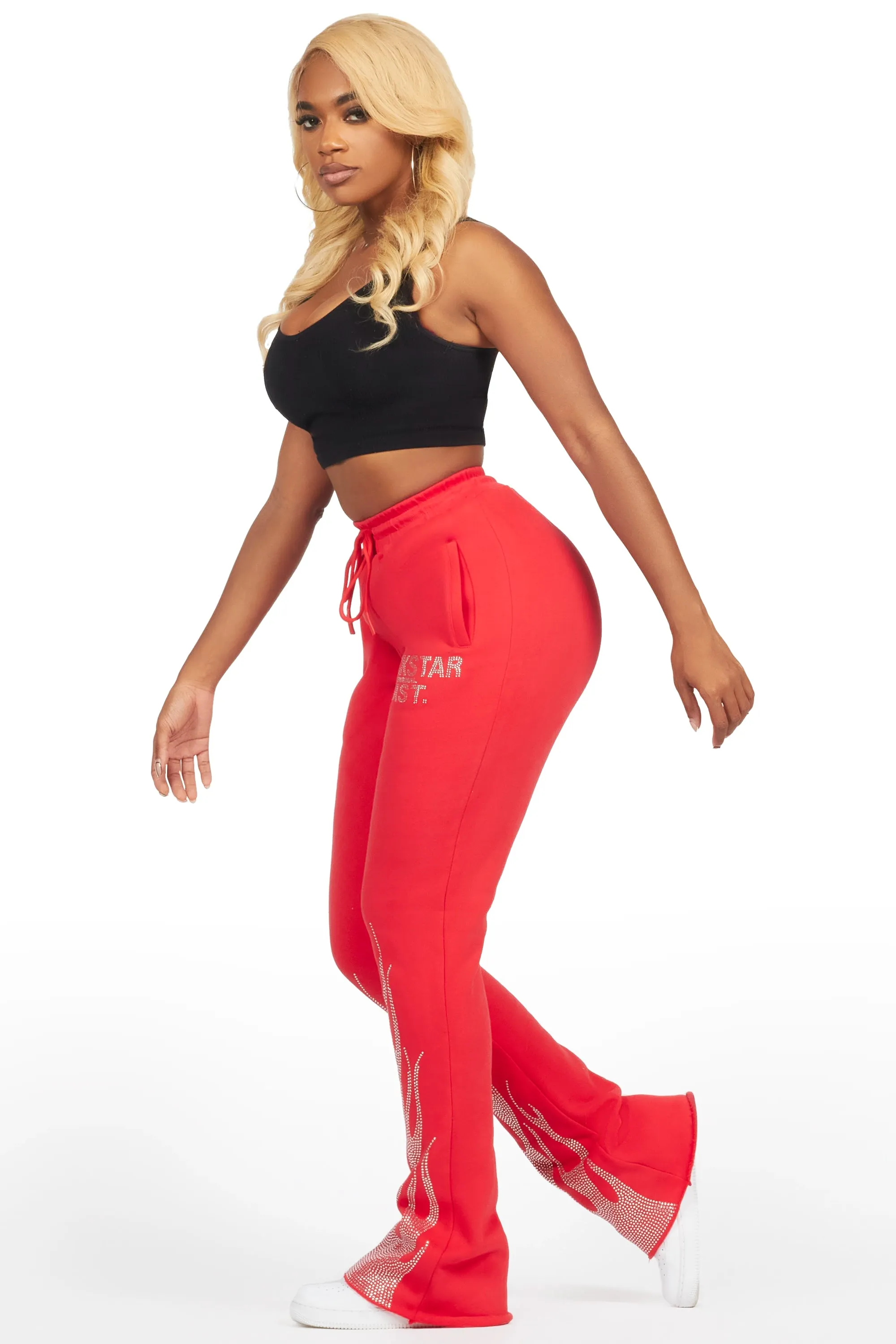 Anastesia Red Stacked Track Pant