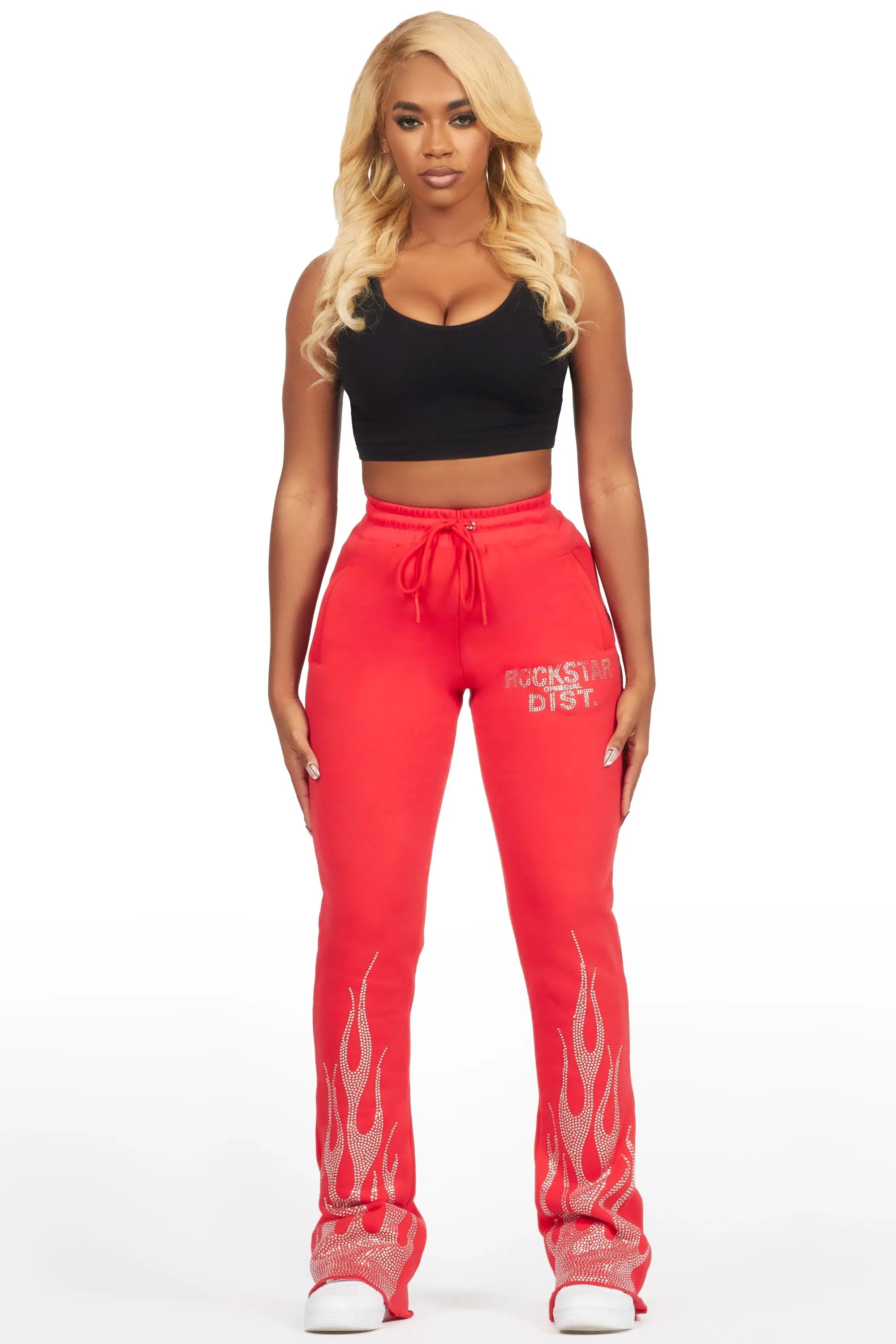 Anastesia Red Stacked Track Pant