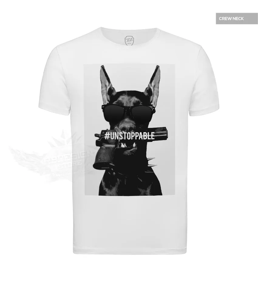 Armed Rottweiler Men's T-shirt Unstoppable Gun Dog Graphic Tee MD623