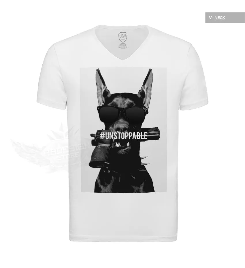 Armed Rottweiler Men's T-shirt Unstoppable Gun Dog Graphic Tee MD623