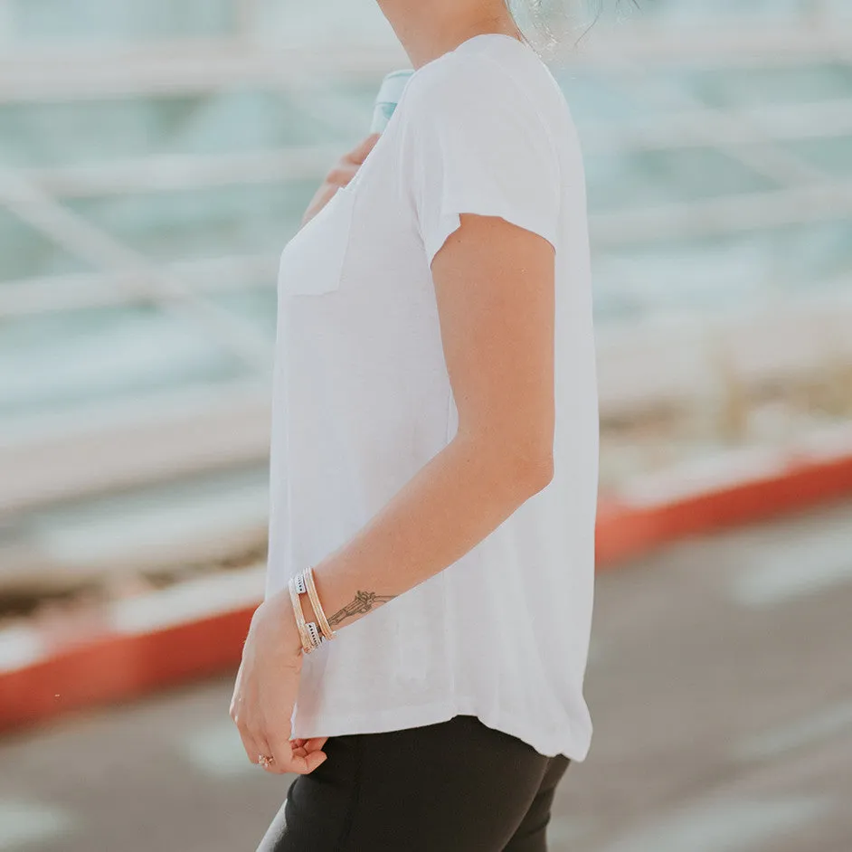 Basic V Neck Tee, White