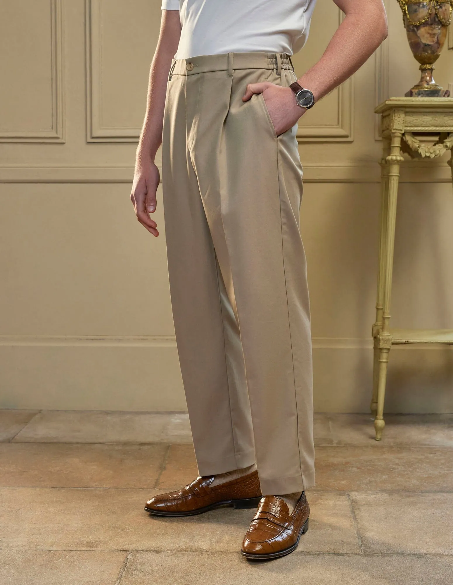 Beige Relaxed Fit Trouser