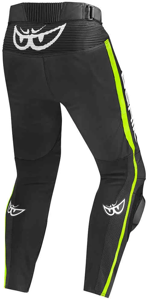 Berik Leather Motorcycle Track Pants, Black Yellow