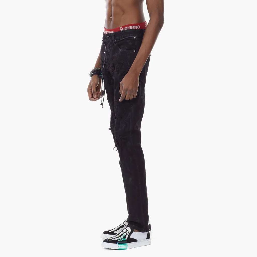 Bleunoir Slim Painted Effect Ripoff Jeans - Steel Black