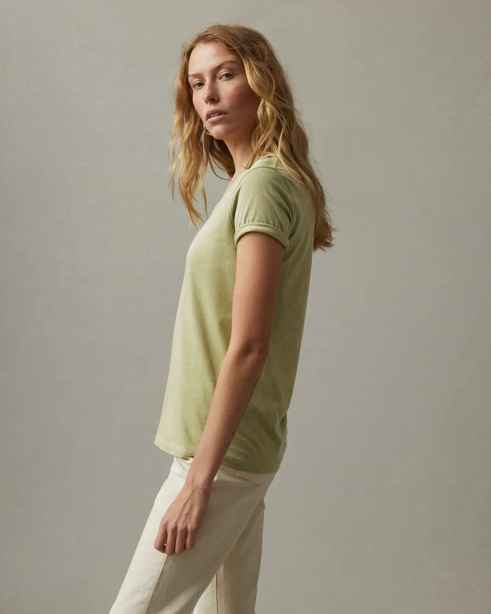 Classic Cotton V-Neck Tee - Beechnut