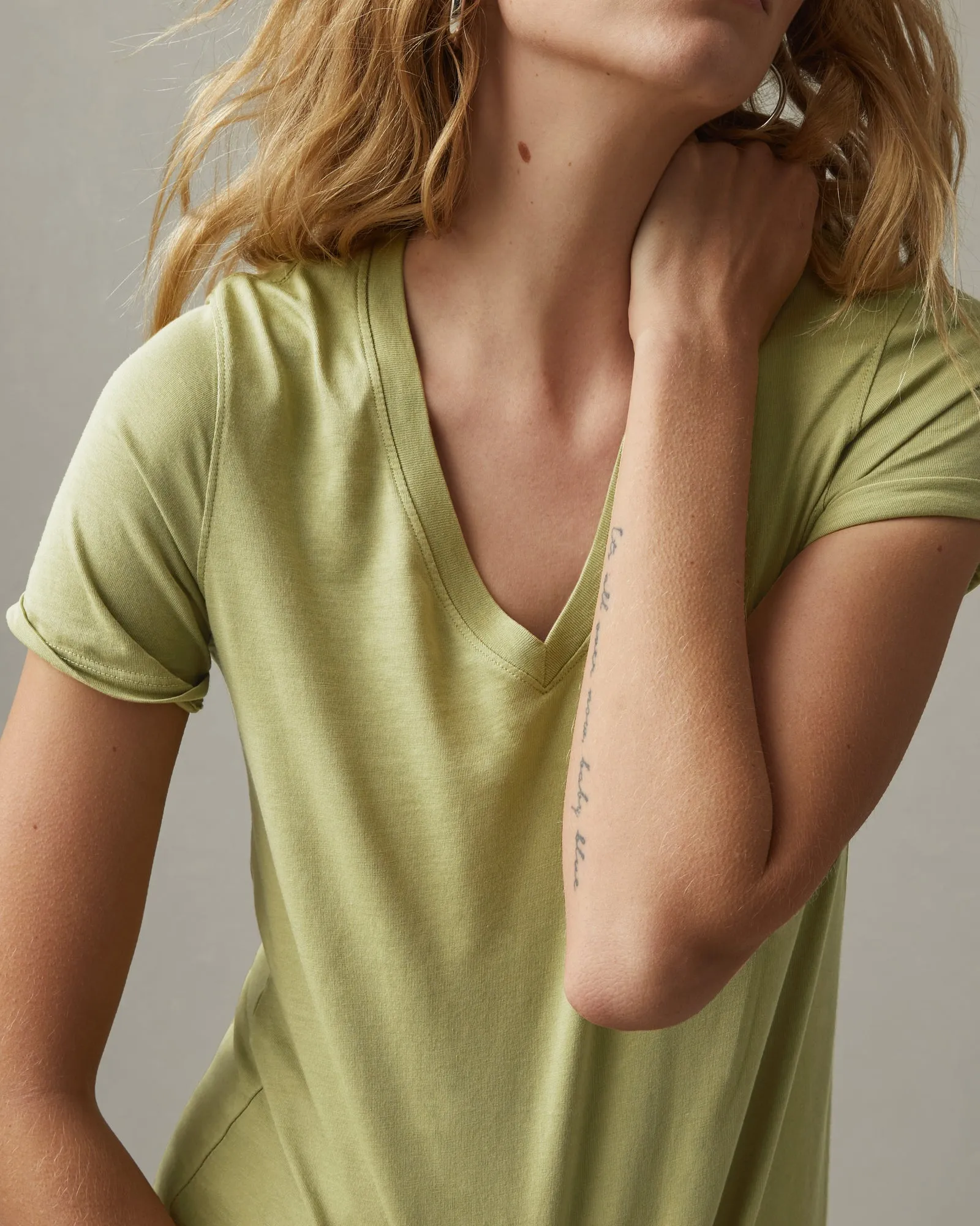 Classic Cotton V-Neck Tee - Beechnut