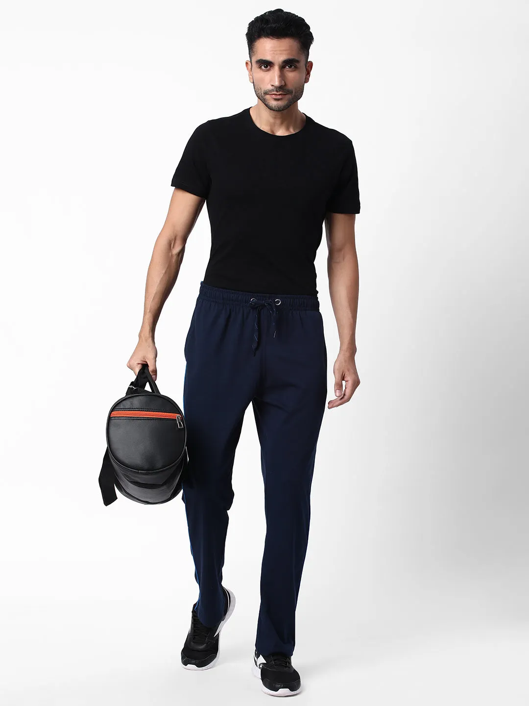 Cotstyle Men's Super Combed Cotton Regular-Fit Track Pants with Side Pocket, Colour Navy-Style no.TP1101