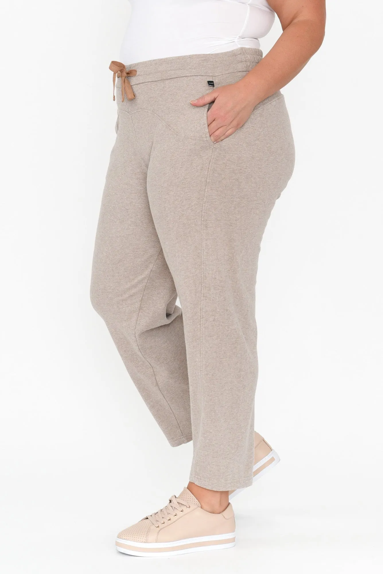 Dalton Beige Cotton Track Pants