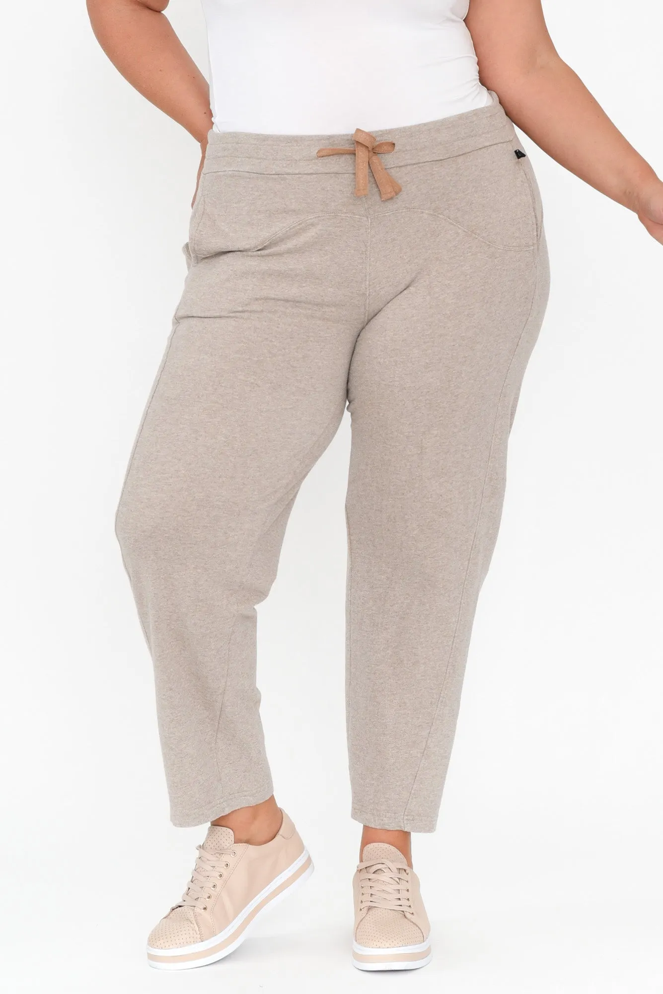 Dalton Beige Cotton Track Pants