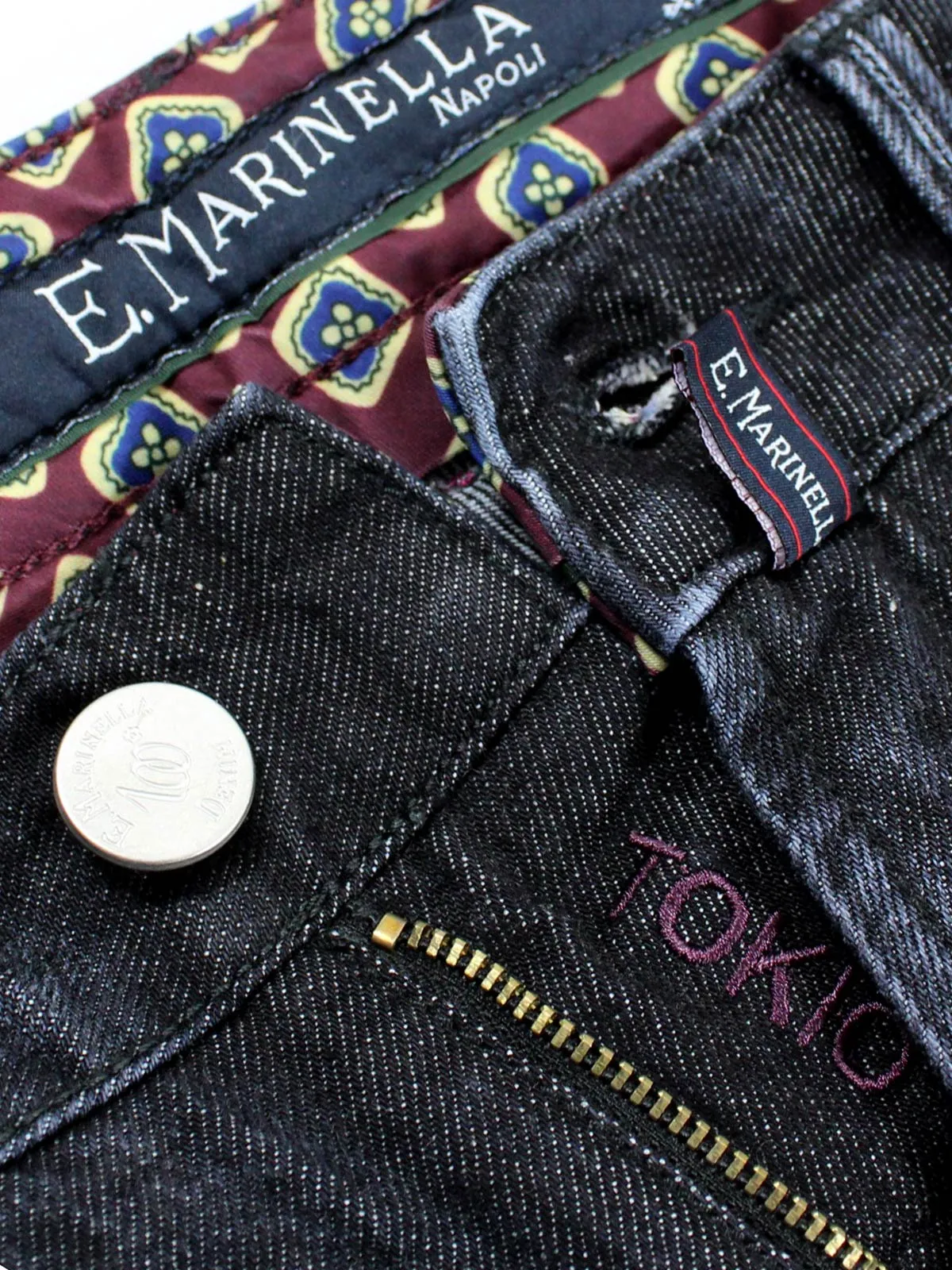 E. Marinella Jeans Black Zip Fly 32 Slim Fit Hand Made Denim REDUCED - SALE