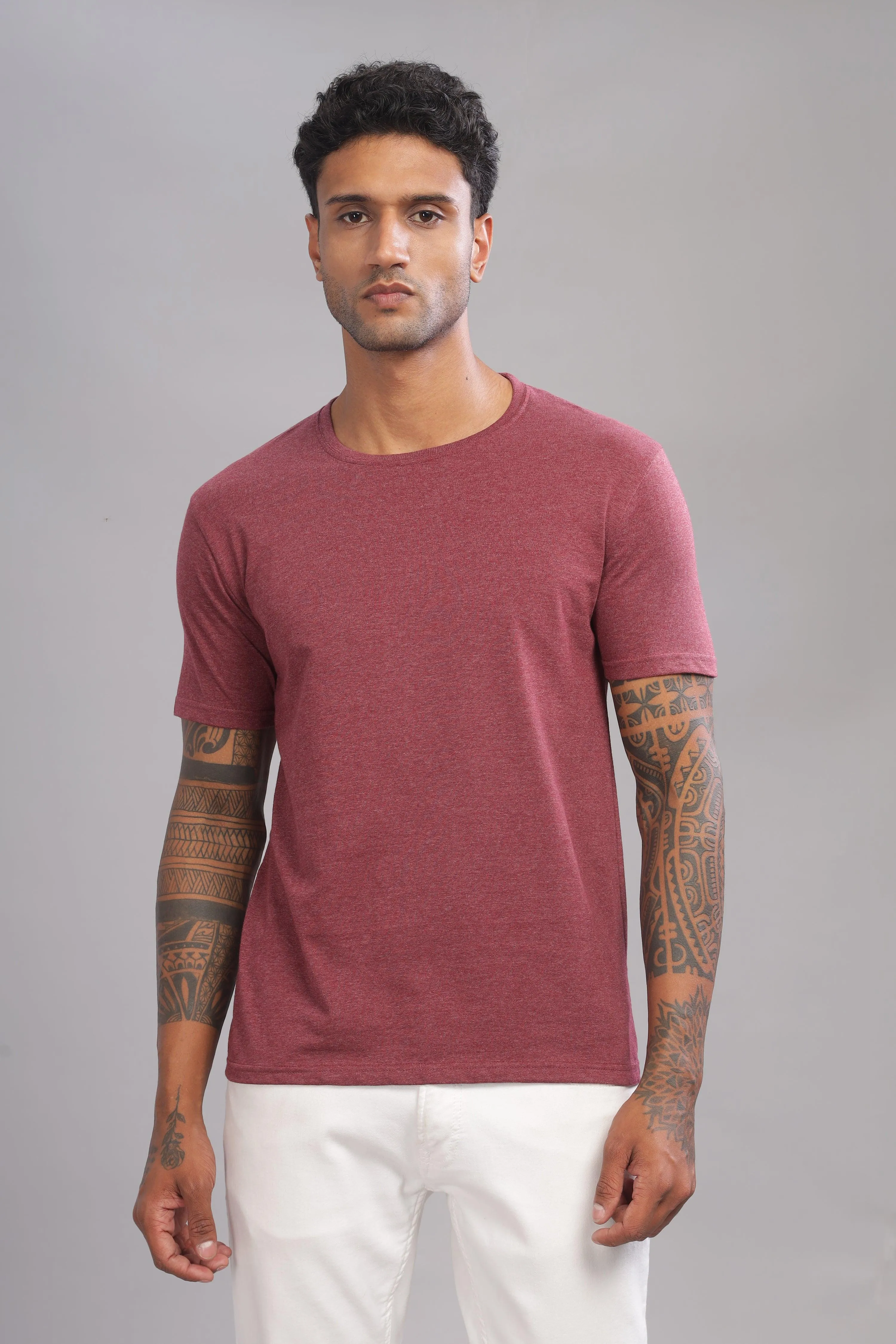 Ecolution Premium Eco-Blend Maroon Crew Neck T-Shirt – Planet-Friendly Fashion