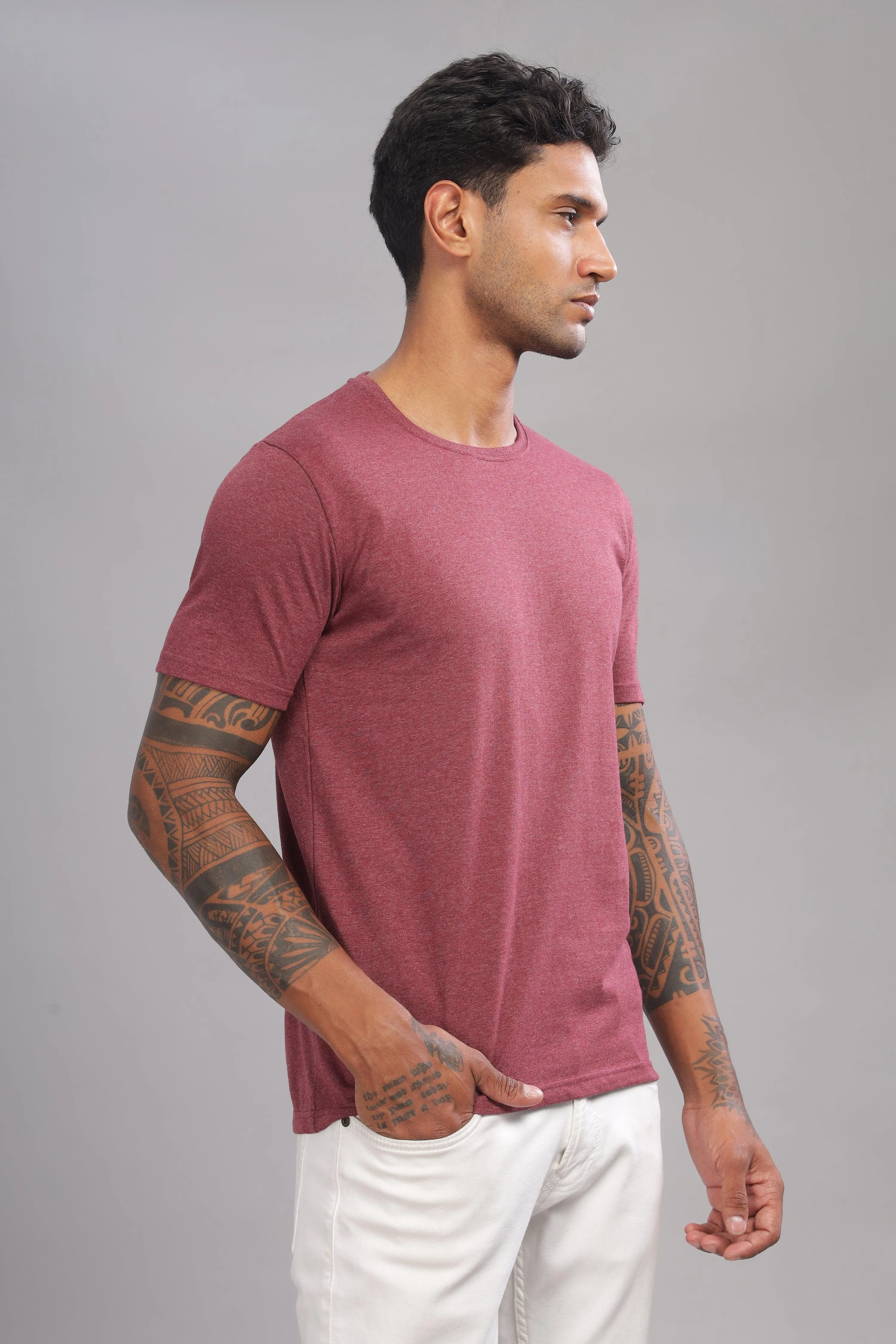 Ecolution Premium Eco-Blend Maroon Crew Neck T-Shirt – Planet-Friendly Fashion