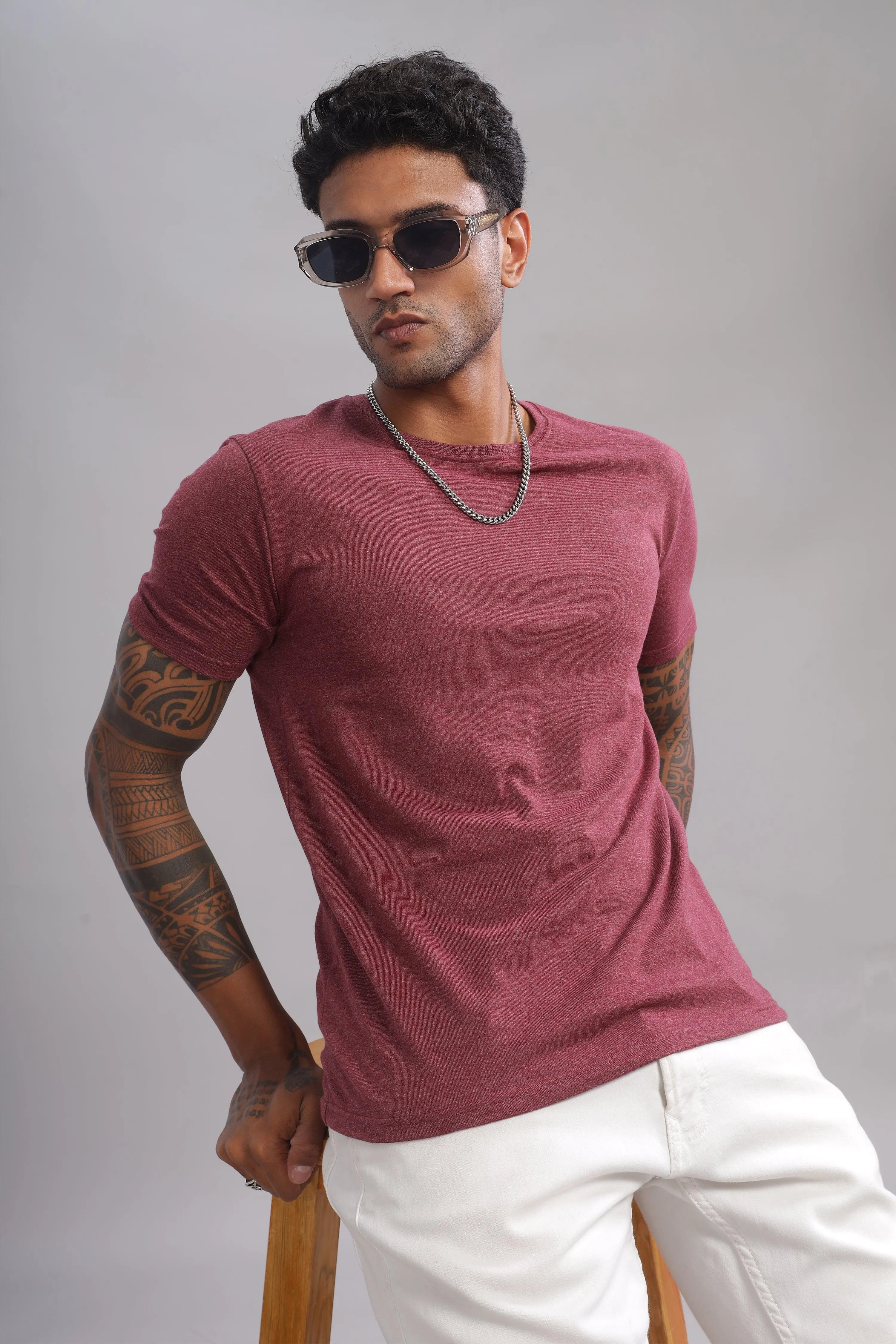 Ecolution Premium Eco-Blend Maroon Crew Neck T-Shirt – Planet-Friendly Fashion