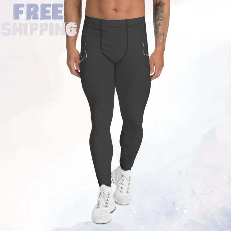 Grey and White Halloween Spider Leggings for Men Dancer Tights