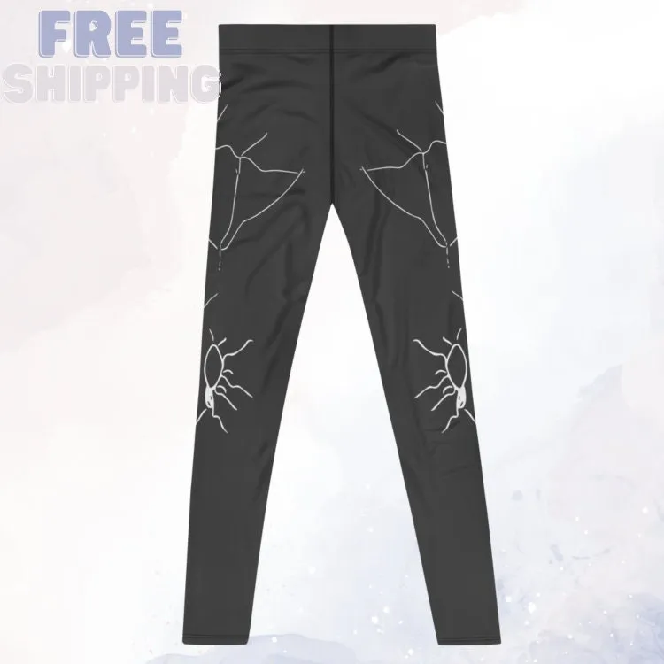 Grey and White Halloween Spider Leggings for Men Dancer Tights