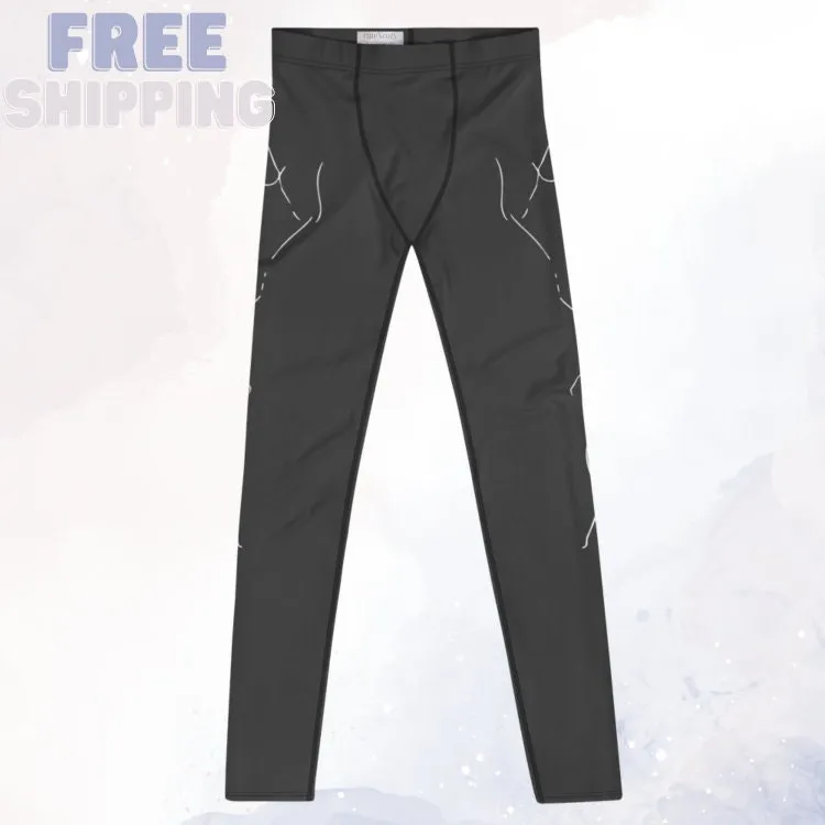 Grey and White Halloween Spider Leggings for Men Dancer Tights