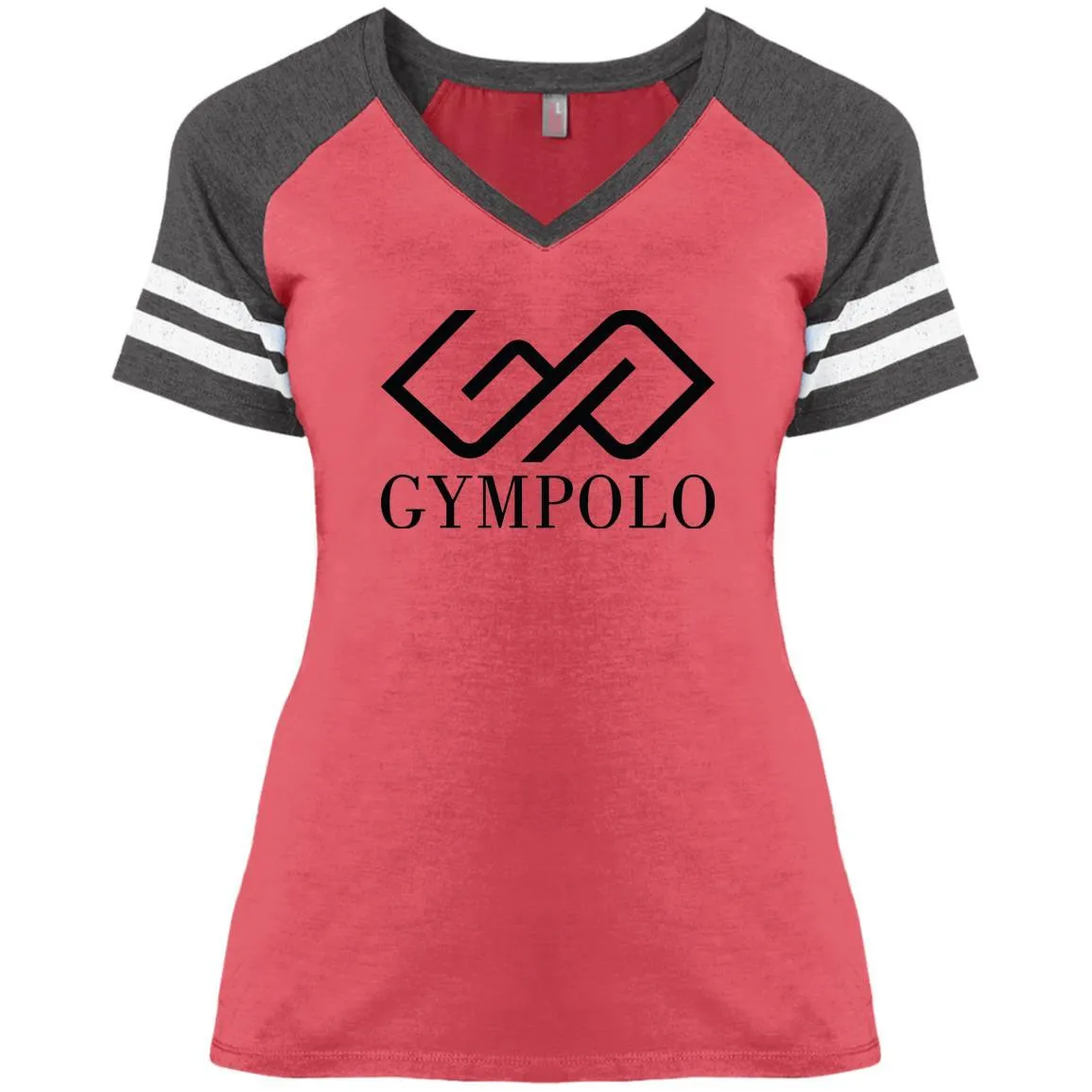 GYMPOLO BLACK COLOR  (PNG) copy DM476 Ladies' Game V-Neck T-Shirt