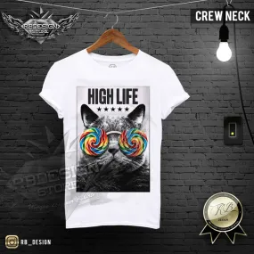 High Life Stoned Cat T-shirt Funny Festival Top MD070