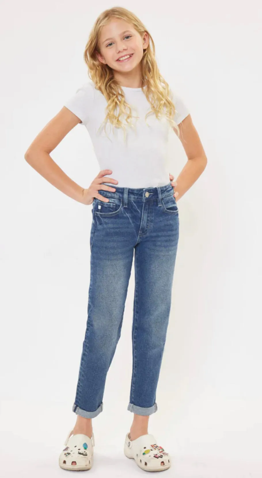 KanCan Halo Mid Rise Mini-Mom Kid Jeans