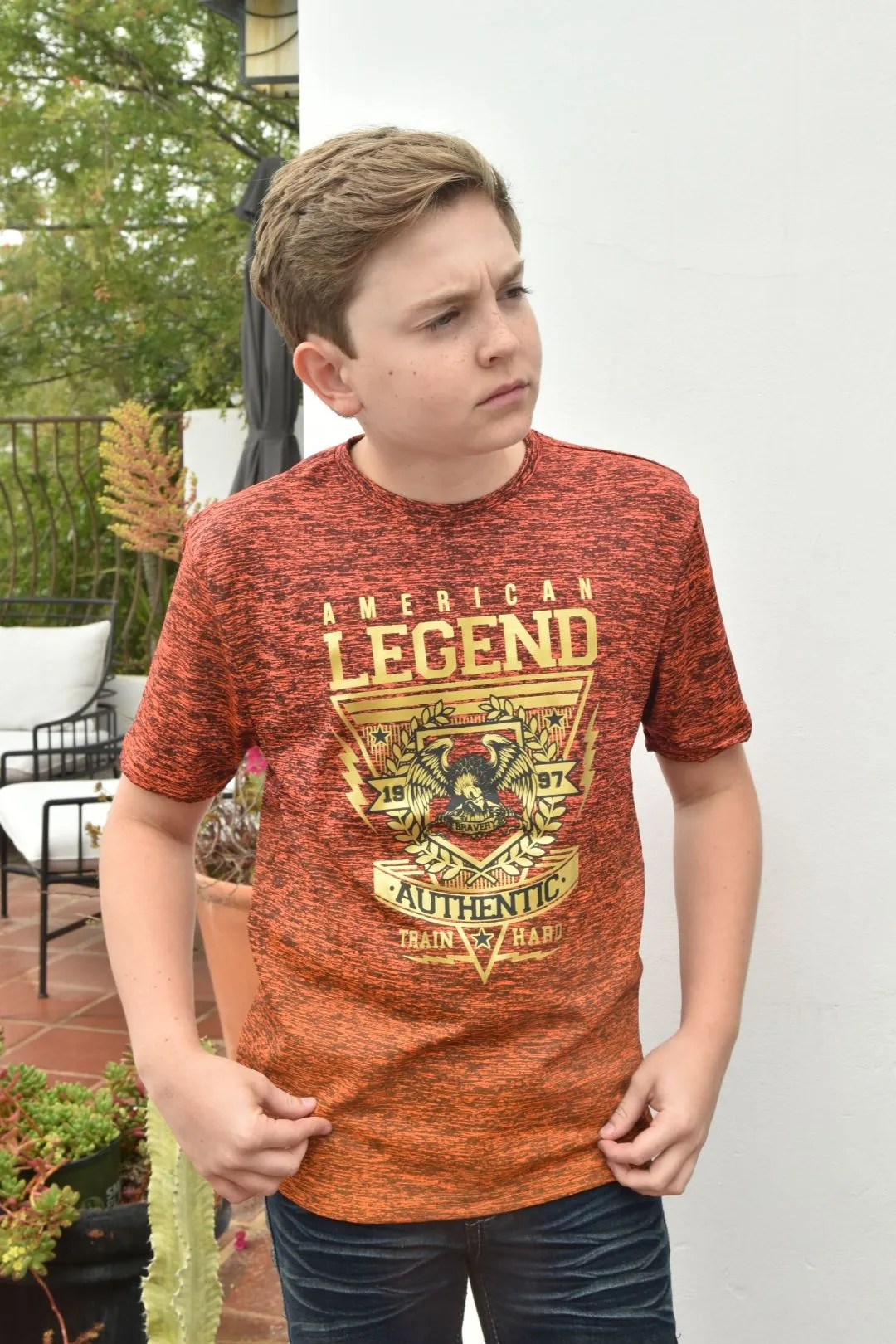 Kid's American Legend Orange Ombre Quick Dry Short Sleeve T-shirt