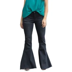 L&B Black Bell Bottom Jeans L18018-BLK