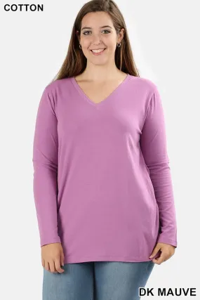 Last Chance Size 1XL & 3XL | Tri-blend V Neck Solid Longsleeve Tee in Lavender