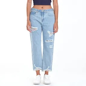 LEE WOMENS STELLA SLOUCH MOM JEANS IN PRESTIGE BLUE