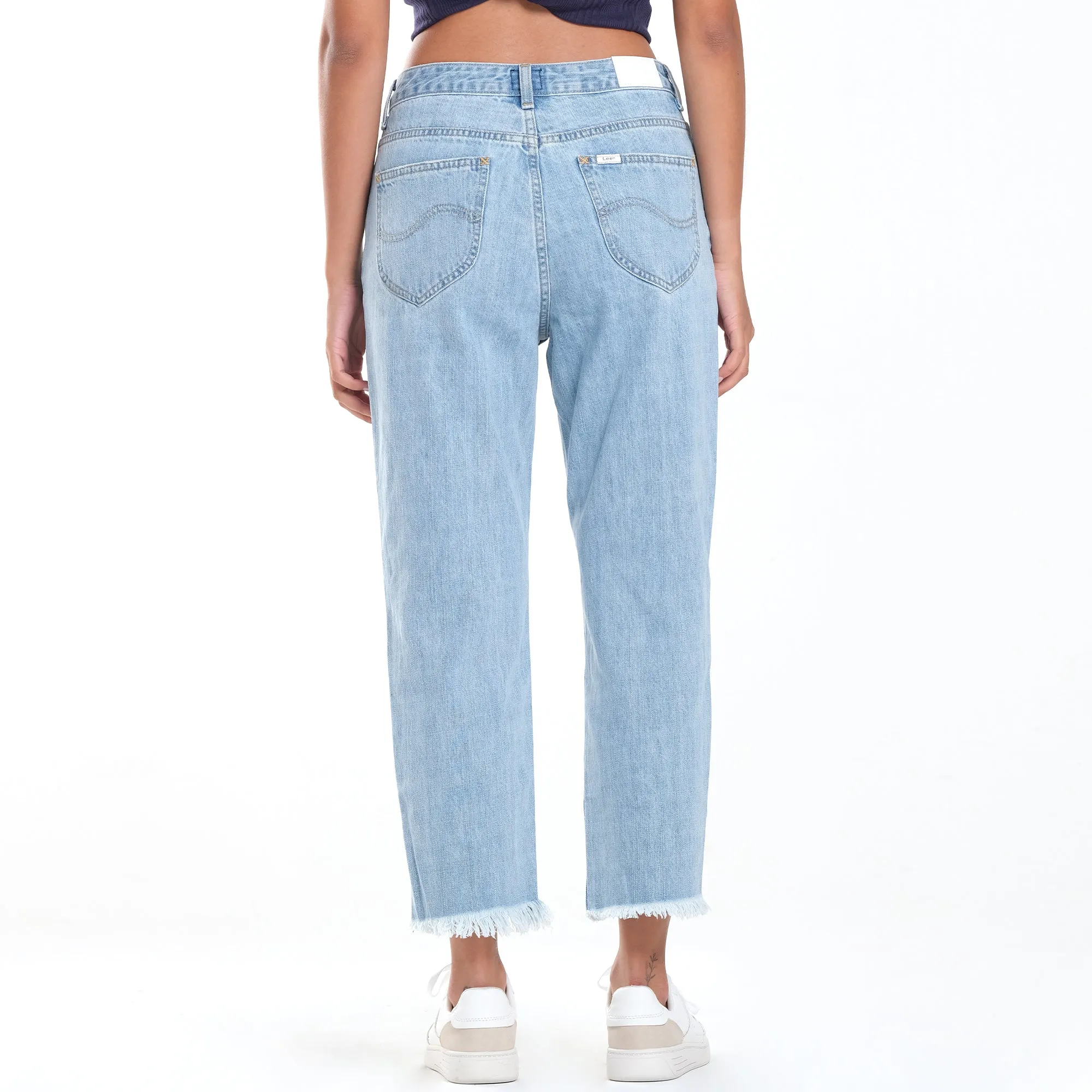 LEE WOMENS STELLA SLOUCH MOM JEANS IN PRESTIGE BLUE