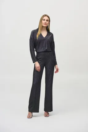 Lurex Knit Wide-Leg Pants