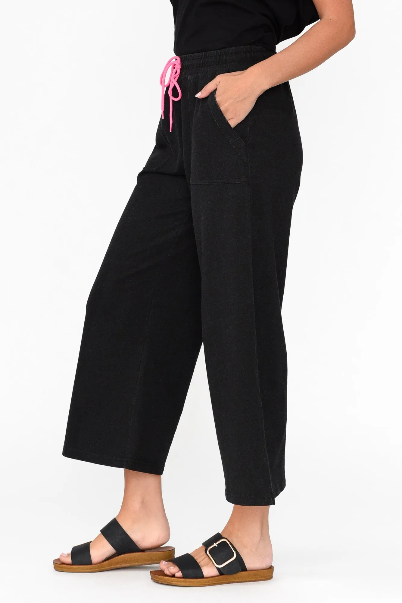 Mariam Black Relaxed Track Pants