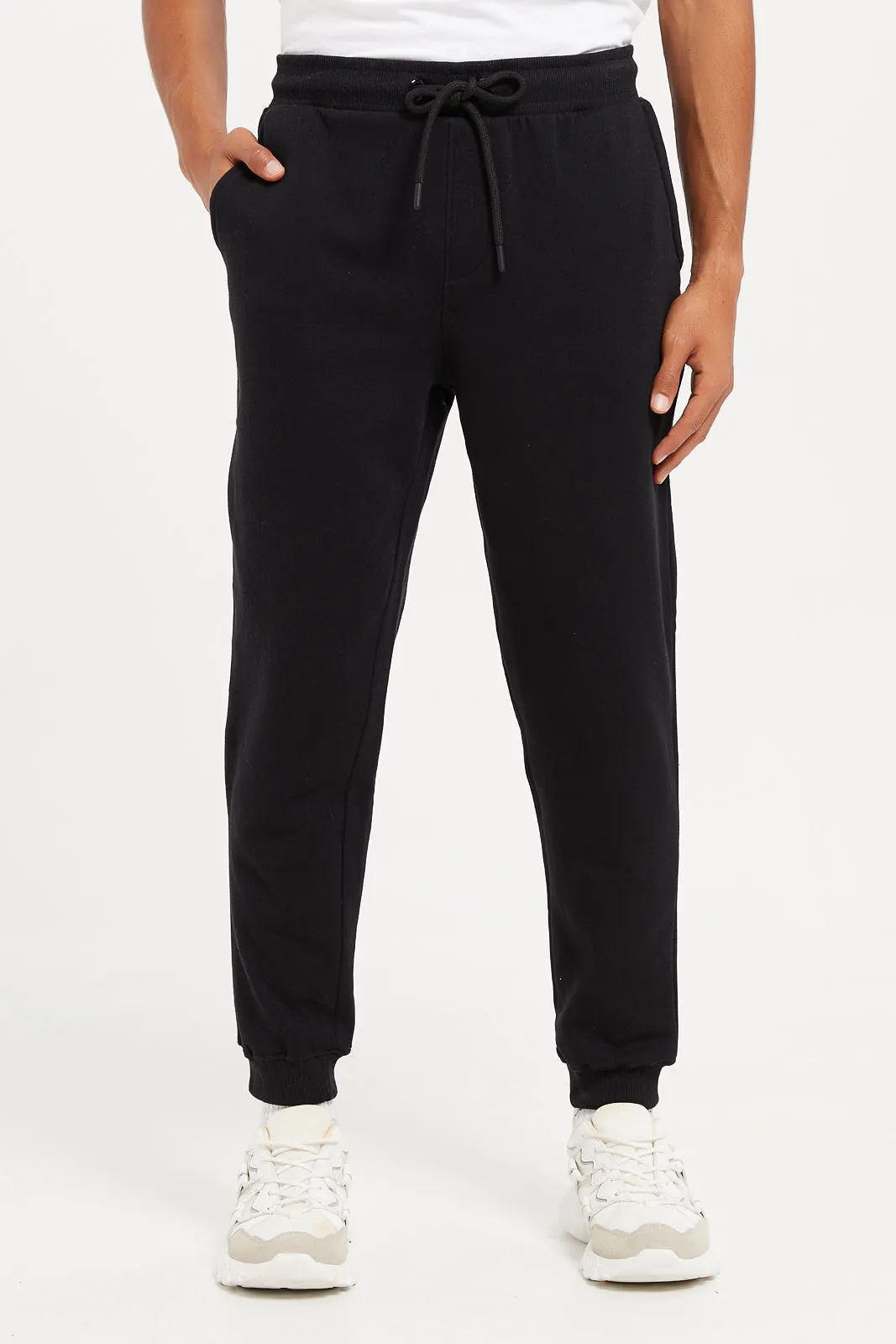 Men Black Basic Track Pants