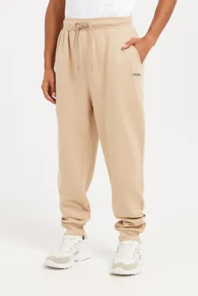 Men Plain Beige Active Track Pants