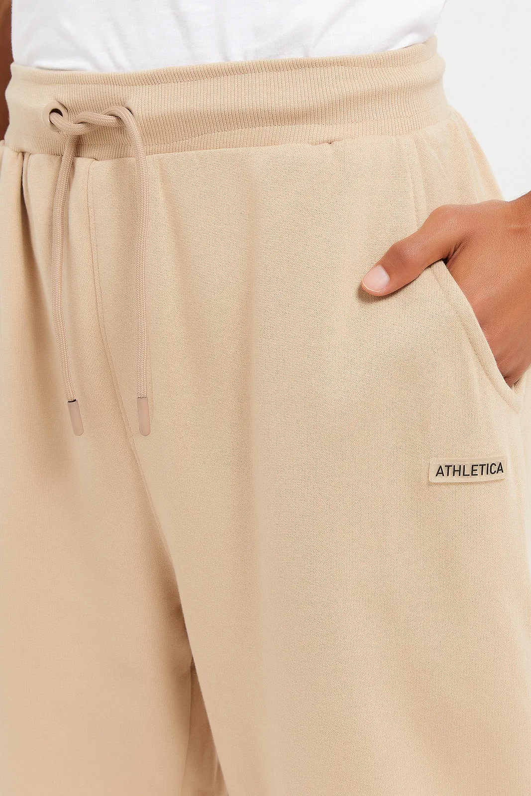 Men Plain Beige Active Track Pants