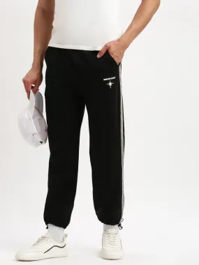 Men Slim Fit Solid Black Track Pant