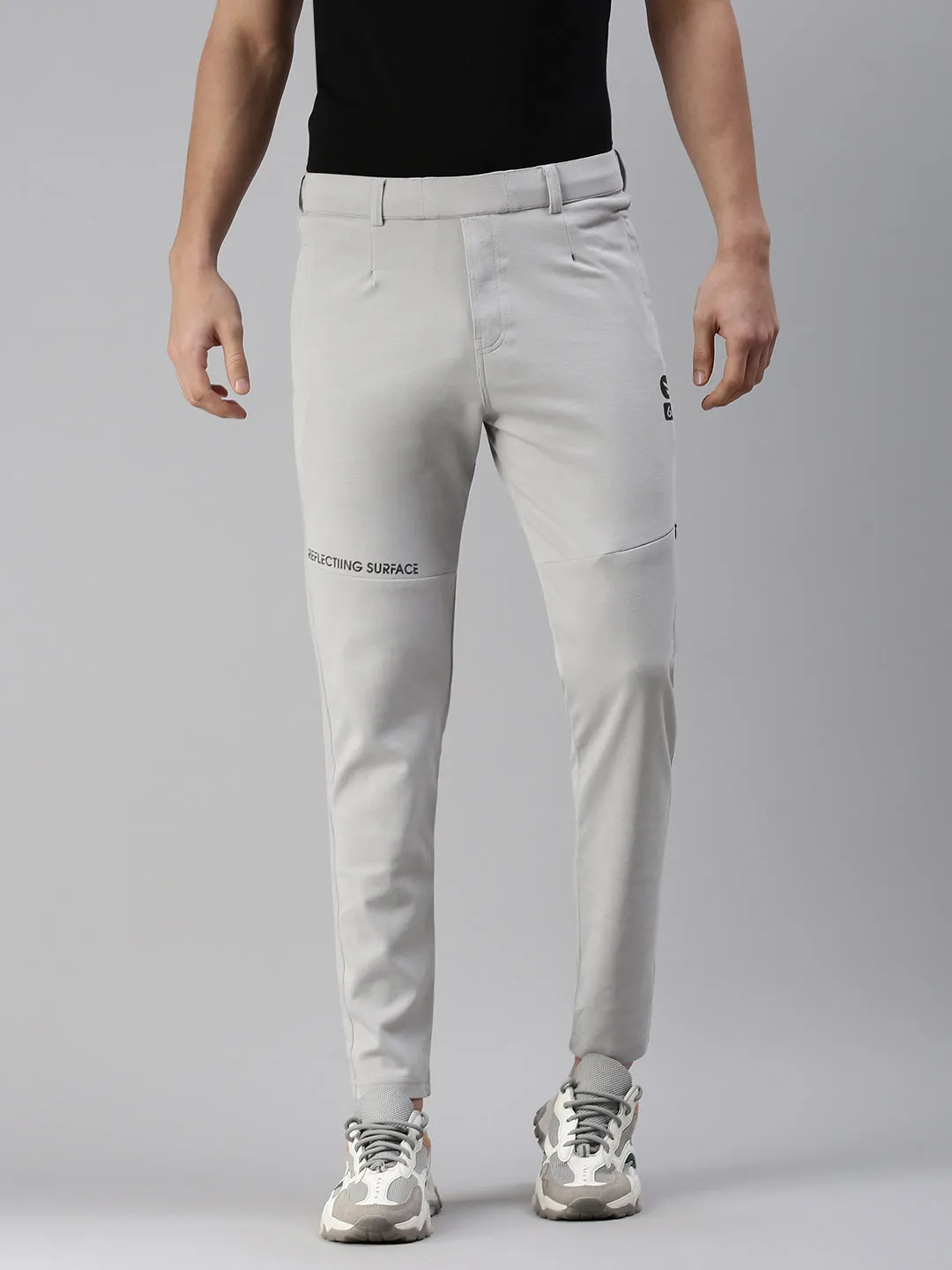 Men Solid Grey Slim Fit Trackpant