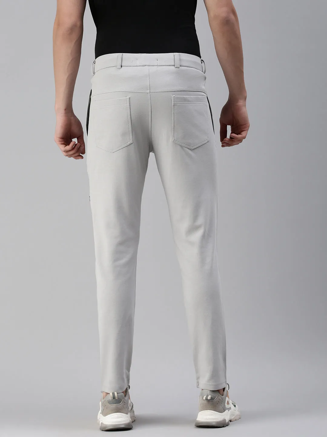 Men Solid Grey Slim Fit Trackpant