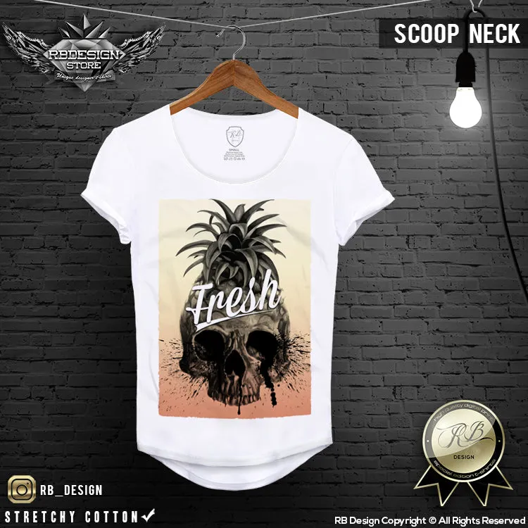 Men's Pineapple Skull T-shirt Summer Fresh Slogan Tank Top MD486