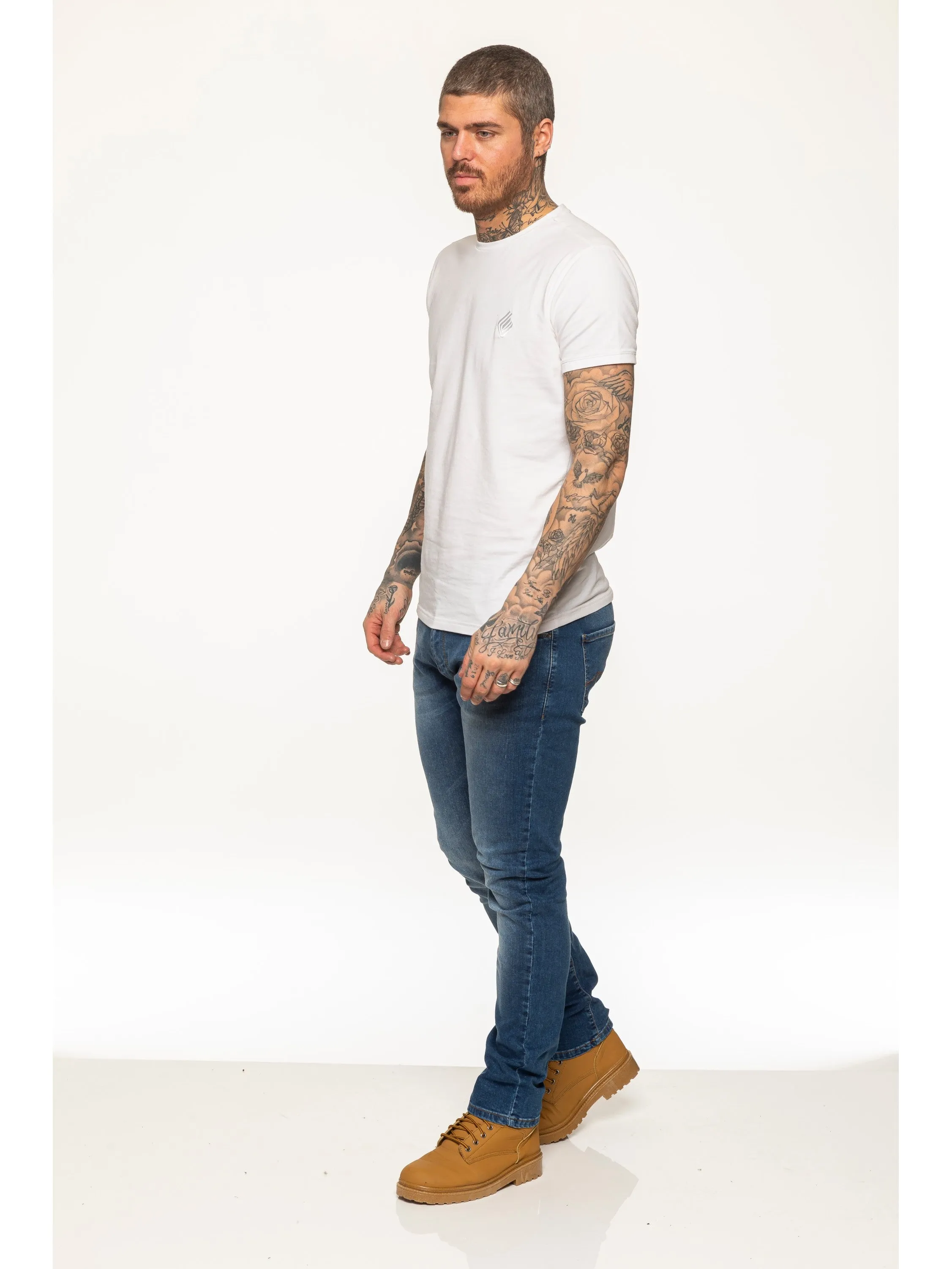 Mens Skinny Stretch Stonewash Denim Jeans | Enzo Designer Menswear