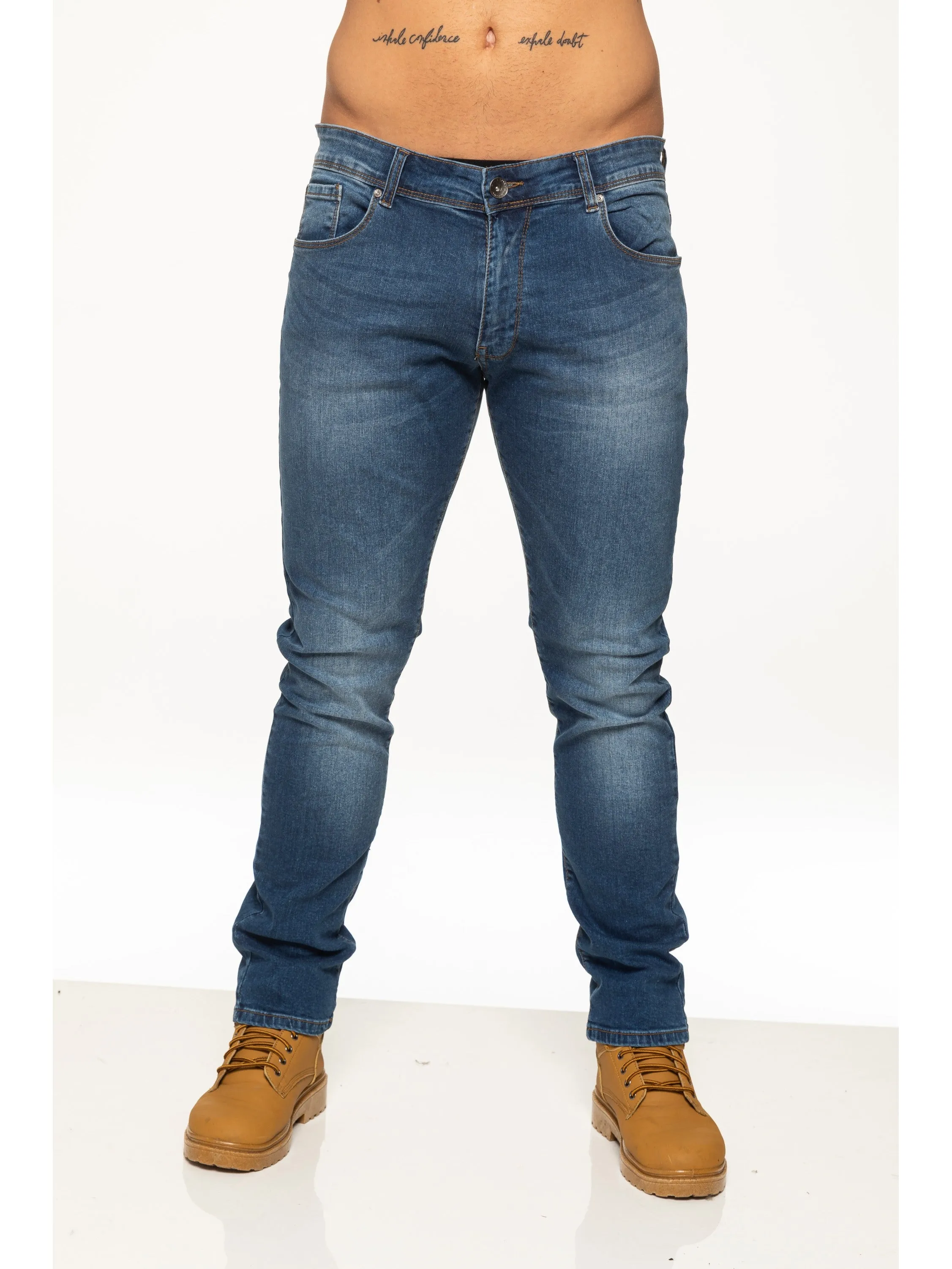 Mens Skinny Stretch Stonewash Denim Jeans | Enzo Designer Menswear