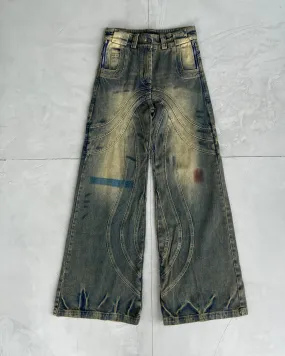 NO FAITH STUDIOS WAVE HEAVY DENIM JEANS - S