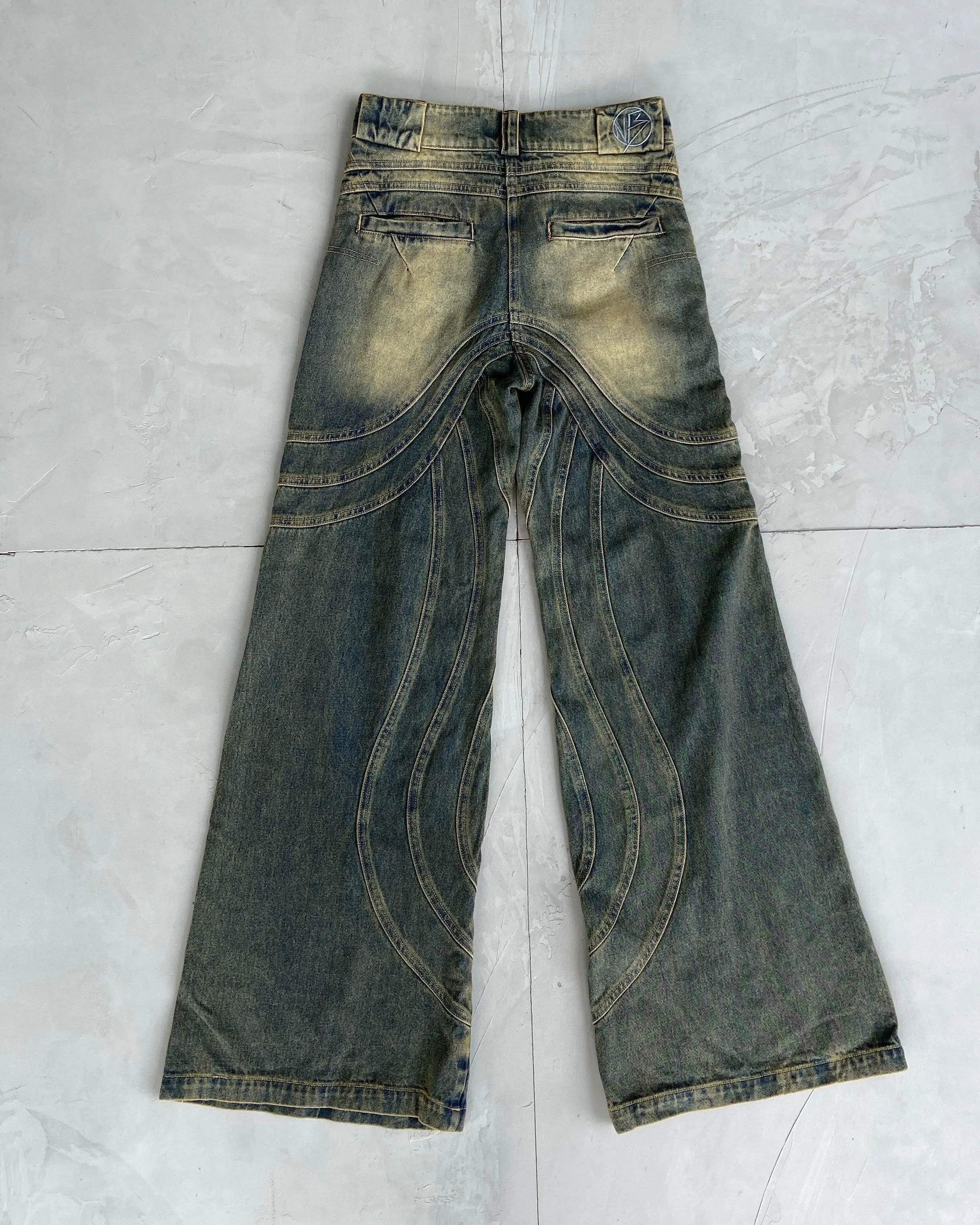 NO FAITH STUDIOS WAVE HEAVY DENIM JEANS - S