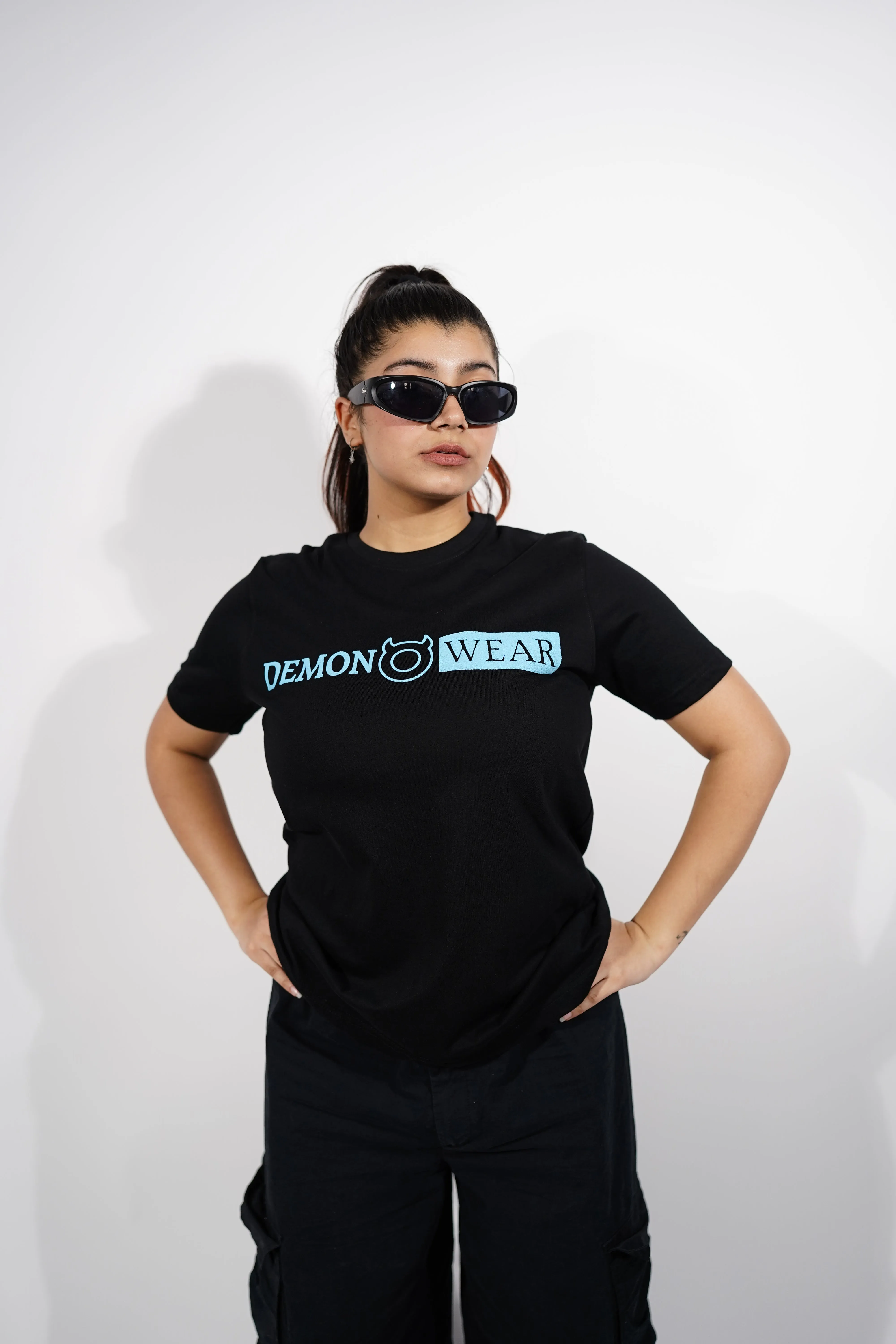 "Demonwear" Puff Print Relaxed Black T-Shirt By DemonWear for Her