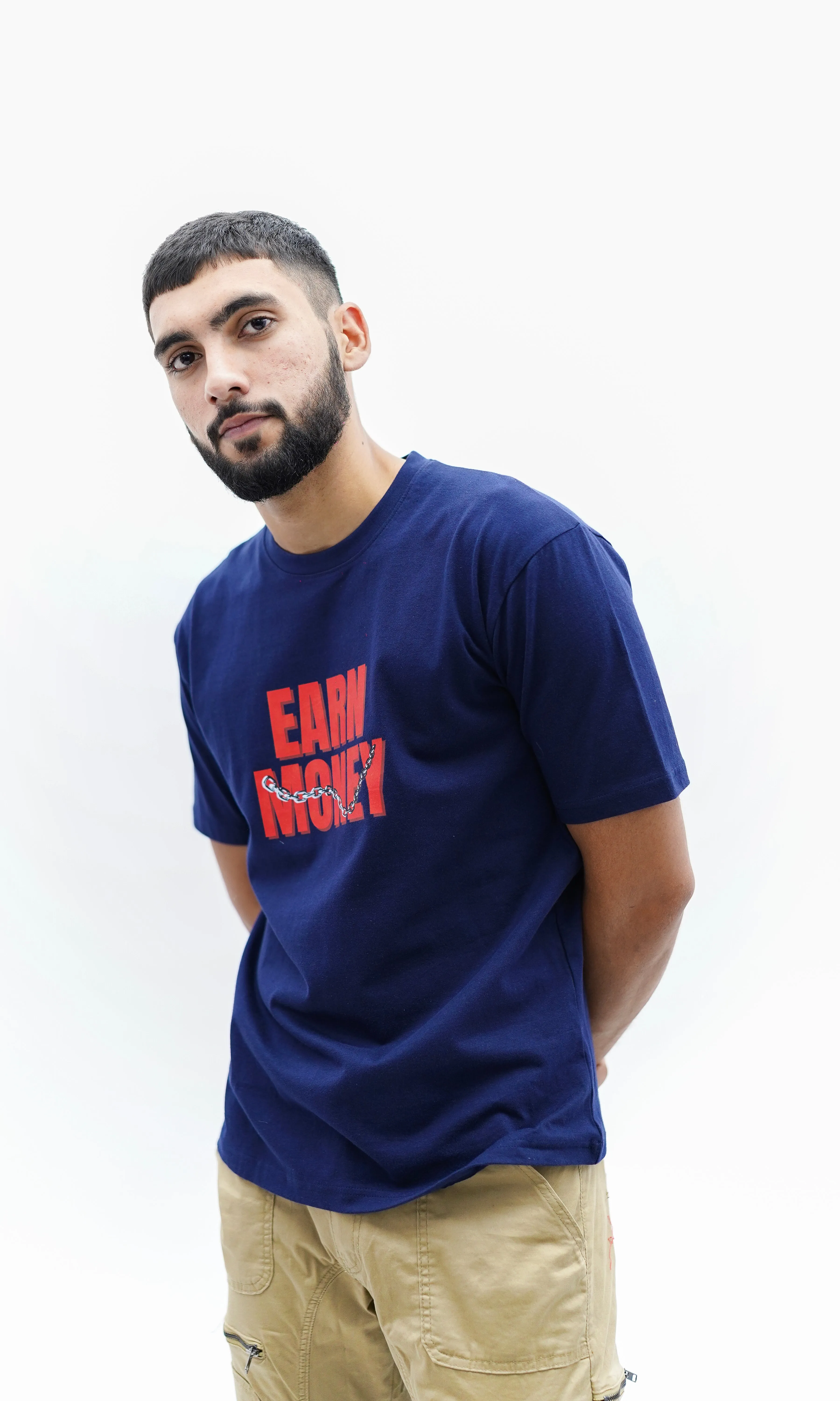 "Earn Money" Oversized Blue T-Shirt By DemonWear for Him