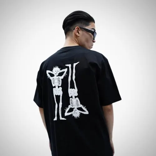 "Hello I'm Demon" Oversized Puff Print Black T-Shirt By DemonWear for Him