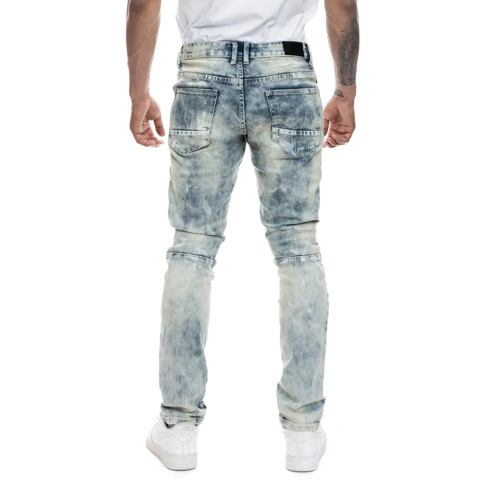 Slim Patched Washed Jeans - Mojave Blue