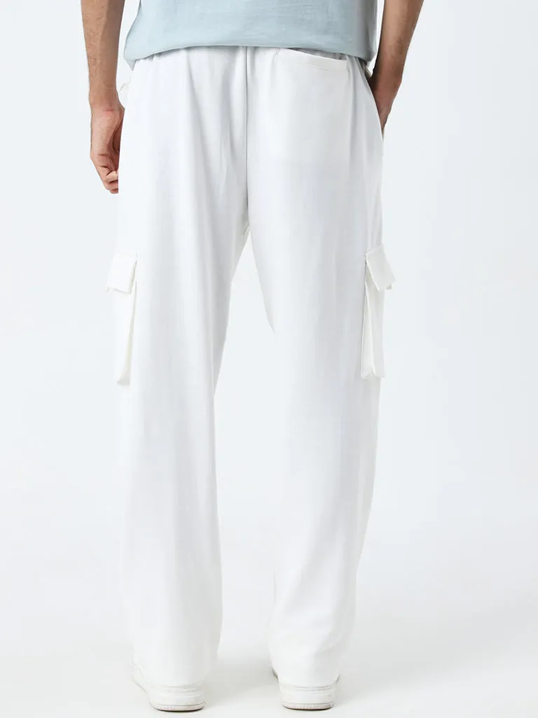 Studiofit Off-White Relaxed-Fit Mid-Rise Track Pants